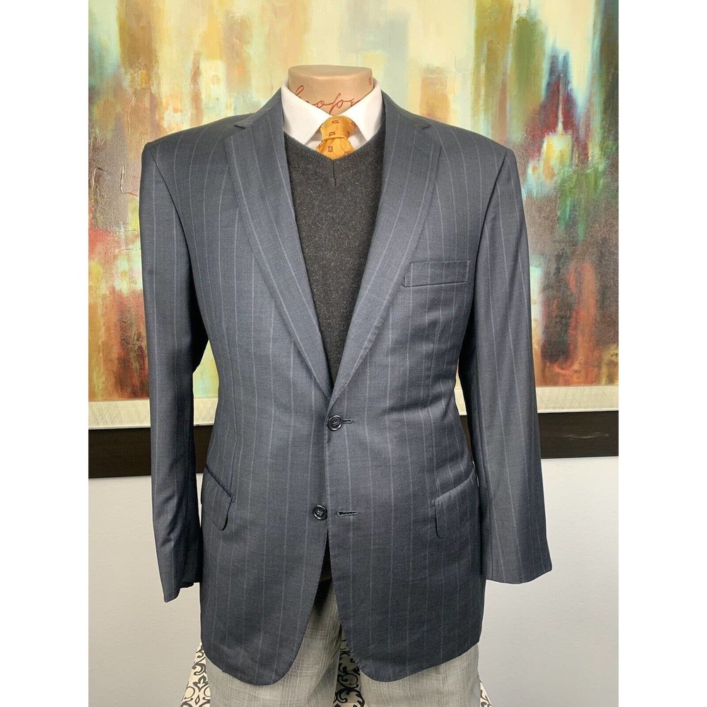 42R Brioni NM Colosse Navy Striped Wool & Silk Sport Coat - Suit Jacket